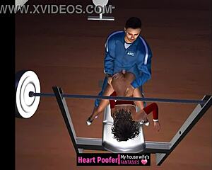 Sexual contact on an inclined bench in an animated cartoon