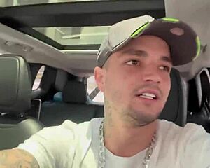 An amateur skinny guy gets a deepthroat blowjob in a car