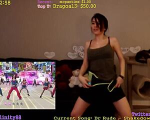 Alinity performing a sexy dance showcasing her ass and boobs