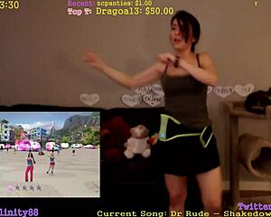 Alinity performing a sexy dance showcasing her ass and boobs