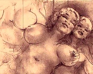 Vintage erotic cartoon illustration from anime hentai