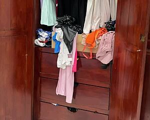 Stepmother with a big ass caught by the neighbor
