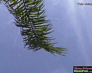 Party with teen 18+ amateurs outdoors