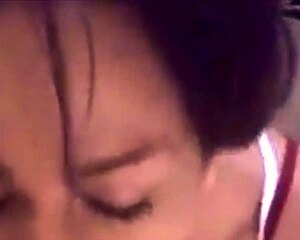 the cheating wife sneaks a pov blowjob on her husband's monster cock, cumshot follows