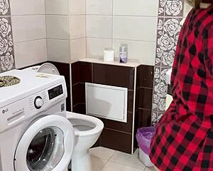 I caught my stepmom peeing and fucked her big ass