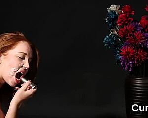 Beautiful girl gets covered in sperm in a blowbang
