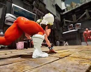 3D animated hentai with a big cocked monster and Chun Li
