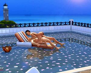 passionpool jade rosa cums in sims 4 pool