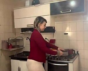 Blonde Brazilian Prepares Morning Coffee With Intense Passion.