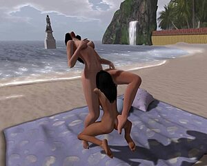 Beach Blanket Bliss with a Friend Sucking Deep