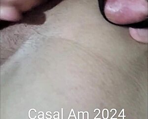 Young and amateur couple enjoys cunnilingus