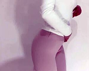 Solo girl's sensual night in with black pantyhose and her own hand