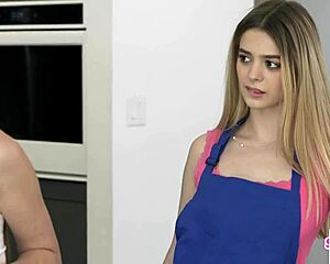 Playful Molly Little teases stepbro about baby-birding!