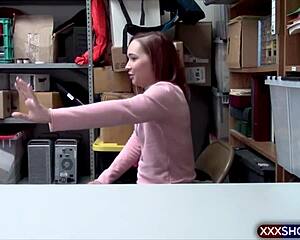 cute redhead shoplifter gets punished with hard fucking