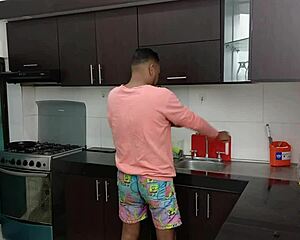 teen craving daddy's doggystyle breakfast fuck