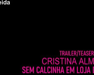 Milf Cristina Almeida flashes her hairy pussy without panties while teasing the salesman in the shoe store 😏