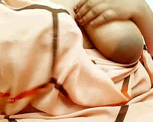 indian college girl with large figure in campus setting