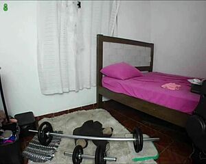 webcam model teases with sexy workout moves