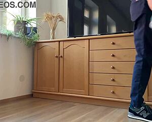 Stepmother-In-Law Bends Over, Removes Panties, And Pees With Legs Spread Wide In Bucket Near Son-In-Law