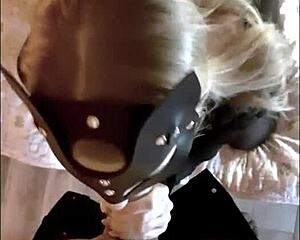 Blonde with small tits narrates sucking a big cock