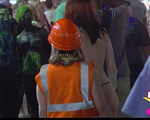 fantasy fest street performers flash in public during the party