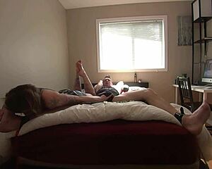 Milf Teases Bound Boyfriend's Sensitive Feet And Cock