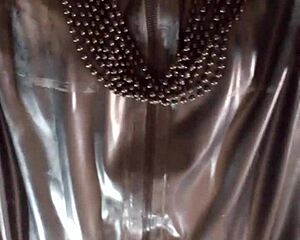 Gay amateur in latex outfit