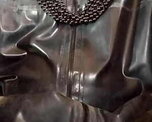 Gay amateur in latex outfit