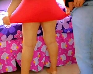 Cogiendo Mi Esposa en Vestido Rojo con Otra Mirando