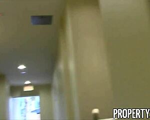 Young real estate agent flaunts big natural tits in homemade hardcore banging.