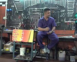 Checking out a mechanic working on some intense body action today.