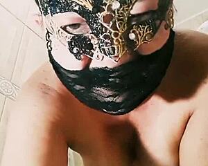 Mirella Delicia shows off tits in exhibitionism striptease and dildo play