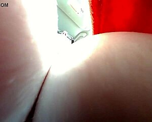 Unaware giantess tiny man hides in tits