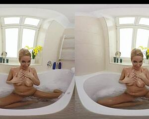 Lovely blonde babe Nikky Dream is your slut in VR!