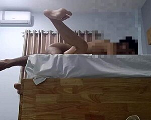 Burmese girl stands straight and has sex.