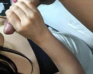 teen girl gives quickie blowjob before school