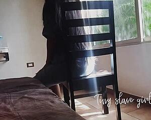 Horny teen babe records for boyfriend but hides her ass.