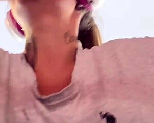 Blonde Gym Babe Rips Clothes, Dripping Pussy