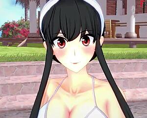 See YorForger's bikini pool sex in free POV spy cam