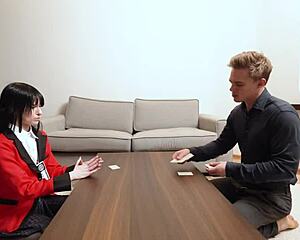 yumeko jabami defeated, humiliated, drinks rival's cum in anime hentai