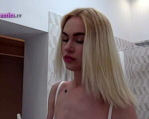 tattooed sexy girlfriend switching panties in bathroom, so hot! 🔥