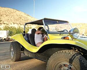 Badass driver Emma Hix rides outdoors in various positions