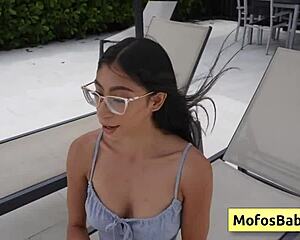 Petite star Sona Bella deepthroats JMac's monster cock