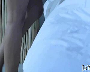 This elegant petite teen gets impaled in missionary and sucks cock