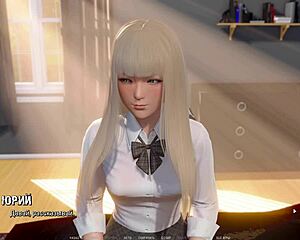 Beautiful Asian anime game with big tits and ripped clothes