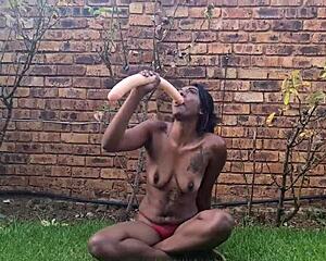 Indian Slut Gags on Dildo