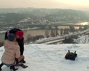 Real Czech teen bangs outdoors with no condom in public scandal.