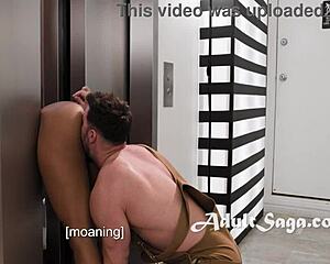 Elevator Stuck Black Chick August Skye Fucked by Seth Gamble