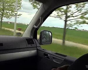 European runner caught in a compromising position in a van with a stranger
