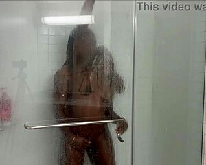 Step-sis seduces step-bro in the shower for a steamy scene